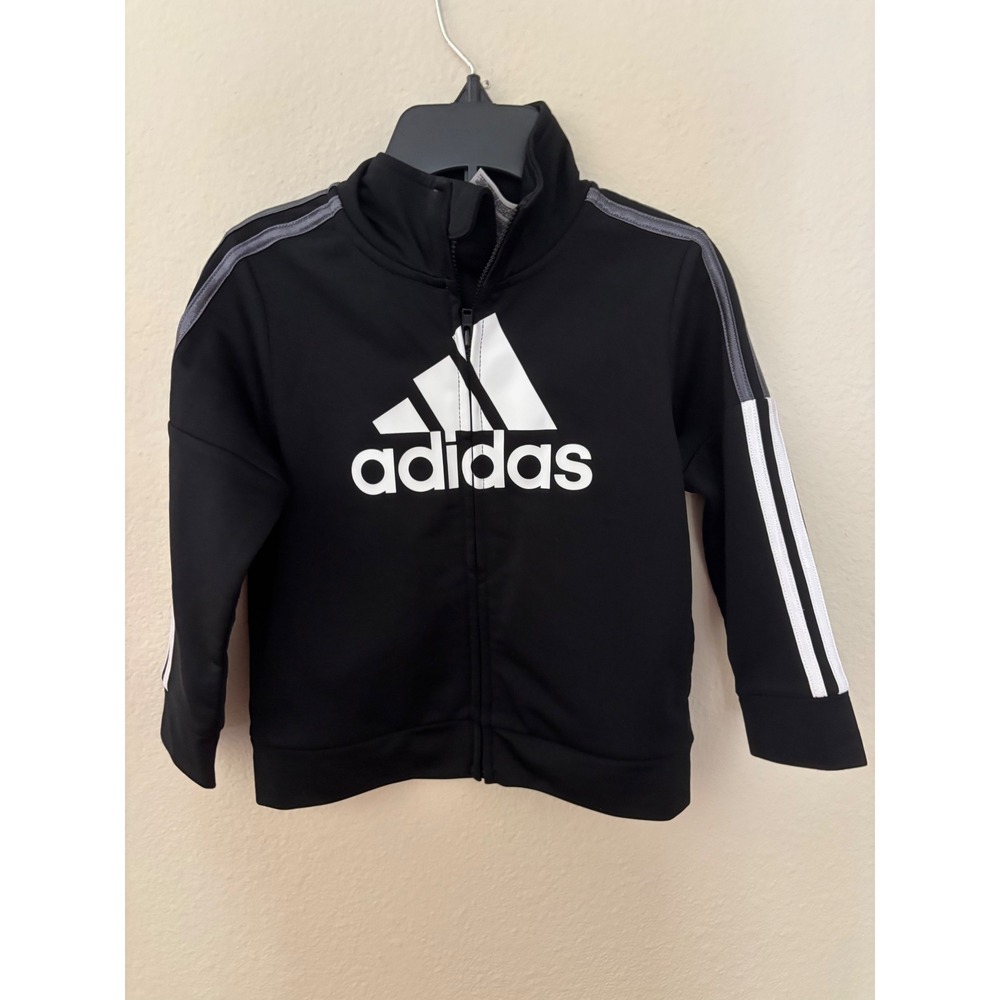 Adidas Toddler Black Full Zip Track Jacket 24 Months 3-Stripe Logo A1200